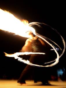 Fire dance in the dunes.