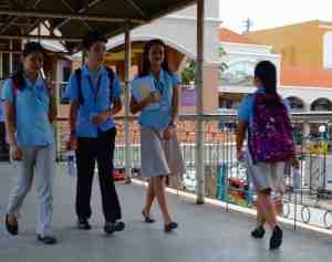 Smart uniforms worn by the students distinguish their areas of study.